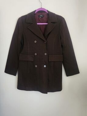 BCBG Double-Breasted Dark Brown Pea Coat